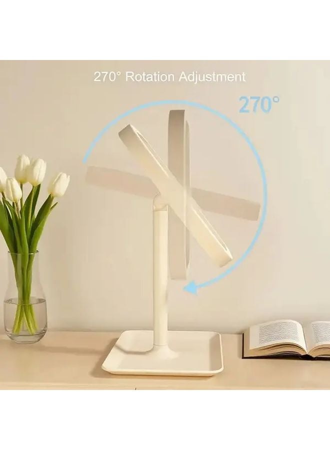Pink Portable Touch LED Makeup Mirror Rotating Base 270 Swivel 3 Lighting Modes Adjustable Brightness Rechargeable - Image 2